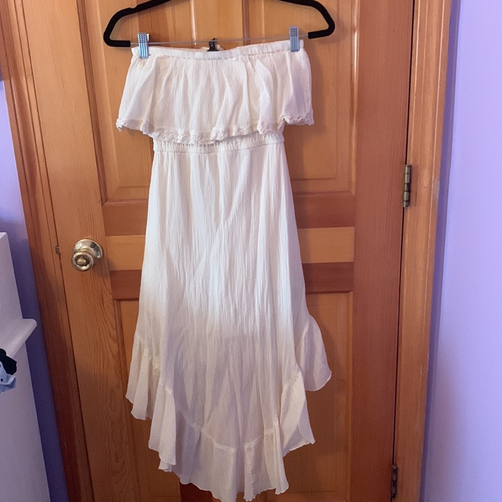 Jessica Simpson asymmetrical tube dress in off white or cream linen - Picture 6 of 6